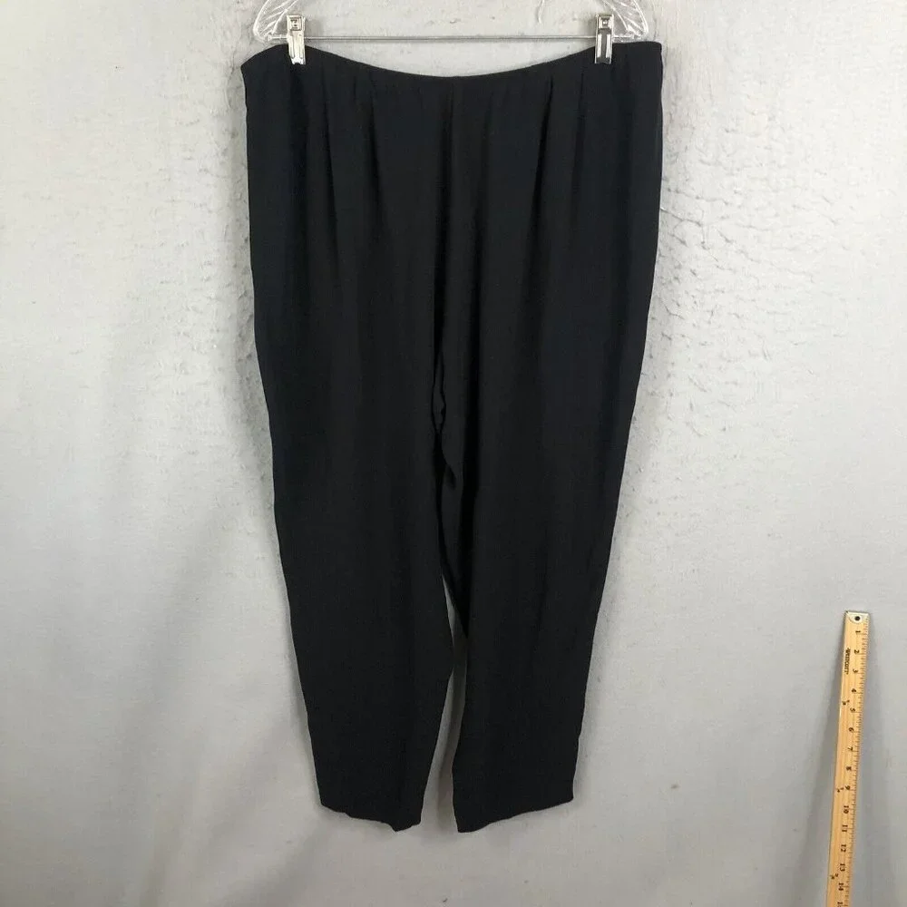Eileen Fisher Silk Pants Womens Extra Large Black Georgette Crepe Career NEW - Picture 3 of 16